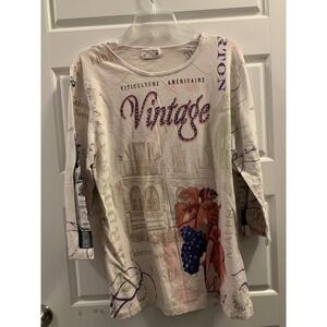 Chris’s stuff embellished Vintage wine Long sleeve t shirt​​​